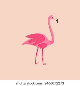 Pink flamingo on a muted pink background.