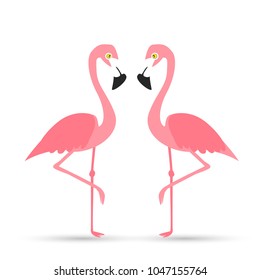 Pink flamingo on a white background.