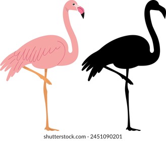 pink flamingo on white background vector