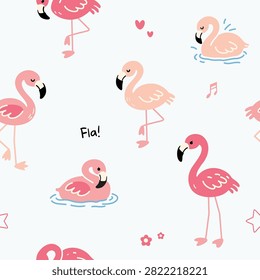 Pink Flamingo Pattern Background Vector