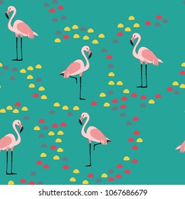 Pink flamingo. Pattern with pink flamingo. Beautiful flamingo.