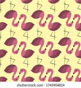 Pink flamingo pattern , illustration, vector on white background