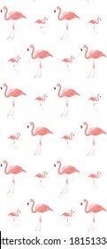 the pink flamingo pattern on the white background 