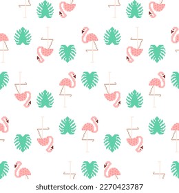 Patrón de arte de píxeles de flamingo rosa sin fisuras. ave acuática de 8 bits con fondo pixelado en plumaje rosa pálido