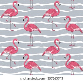Pink Flamingo Seamless Pattern 