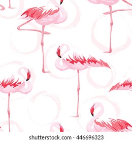 Pink flamingo seamless pattern