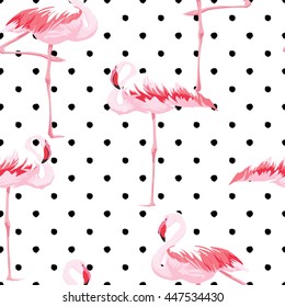 Pink flamingo seamless pattern