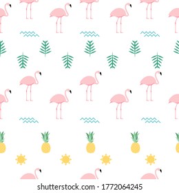 Pink Flamingo Seamless Pattern Background. Vector Illustration EPS10