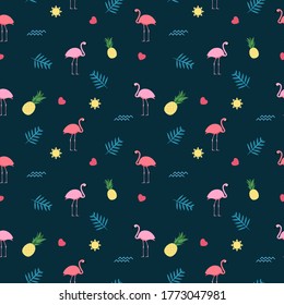 rosafarbener Flamingo - Nahtloser Musterhintergrund. Vektorgrafik EPS10