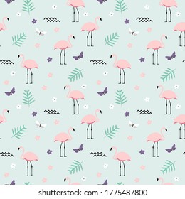 Pink Flamingo Seamless Pattern Background. Vector Illustration EPS10
