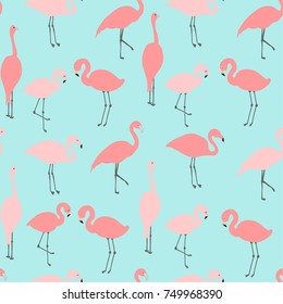Pink flamingo seamless pattern. Can be used for card, poster, banner, clothing prints, wallpapers, textile, beach art print wallpaper
