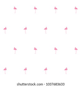 Pink flamingo seamless pattern, exotic tropical bird vector, summer beautiful fashion background on white