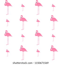 Pink flamingo seamless pattern, exotic tropical bird vector, summer beautiful fashion background on white