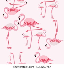 Pink flamingo seamless pattern. Vector illustration. Eps 10.