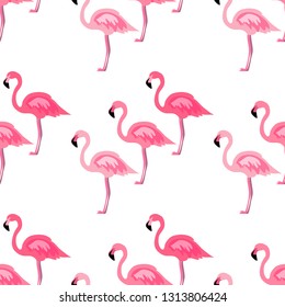 Pink flamingo seamless pattern vector fabric background wallpaper wrapping paper design