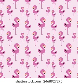 Pink Flamingo Seamless Vector Pattern Design 02