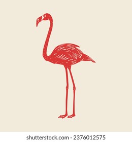 Pink flamingo silhouette. Flamingo symbol. Vector illustration.