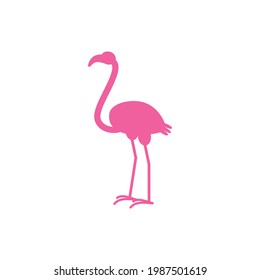 Pink flamingo silhouette vector on a white background