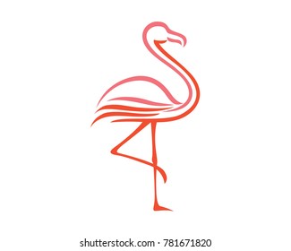 Pink flamingo in simple silhouette 