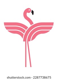Icono del vector de alas de esparcimiento de flamenco rosa