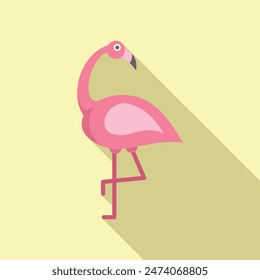 Pink flamingo standing on one leg