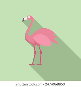 Pink flamingo standing side view