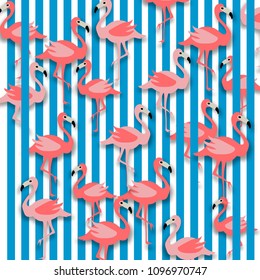 Pink Flamingo Summer Background Vector