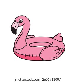 Flamingo rosa Natação anel ilustração vetor desenhos animados