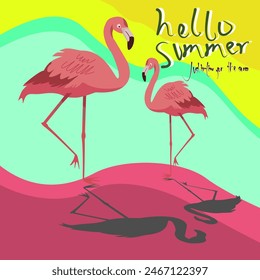 
Pink flamingo. Trendy tropical design. flamingo illustration, in flat style