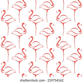 Pink flamingo. Tropical pattern. Vector illustration EPS