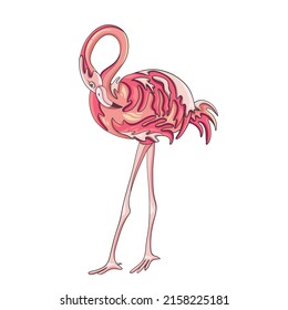 Pink flamingo. Vector art illustration