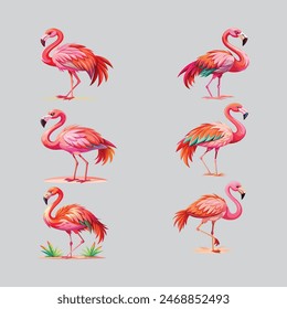 Pink Flamingo vector art logo icon