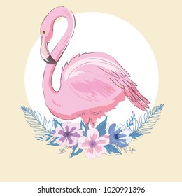 Pink flamingo vector illustration