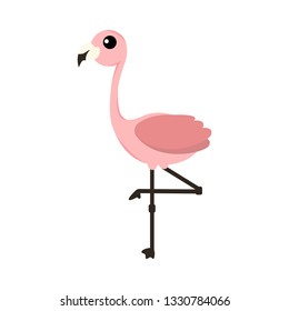 Pink flamingo vector illustration isolated on white background