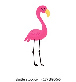 Pink flamingo vector illustration isolated on white background.
