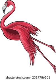 rosafarbene Flamingo, Vektorgrafik einzeln auf weißem Hintergrund.