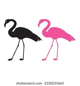 Pink flamingo vector illustration isolated on white background.