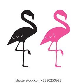 Pink flamingo vector illustration isolated on white background.