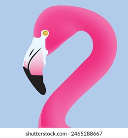 Pink flamingo vector illustration isolated on background.