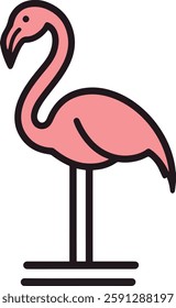 Pink Flamingo Vector Illustration Isolated on White Background