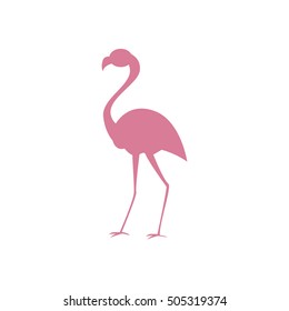 Pink flamingo vector illustration isolated on white background.