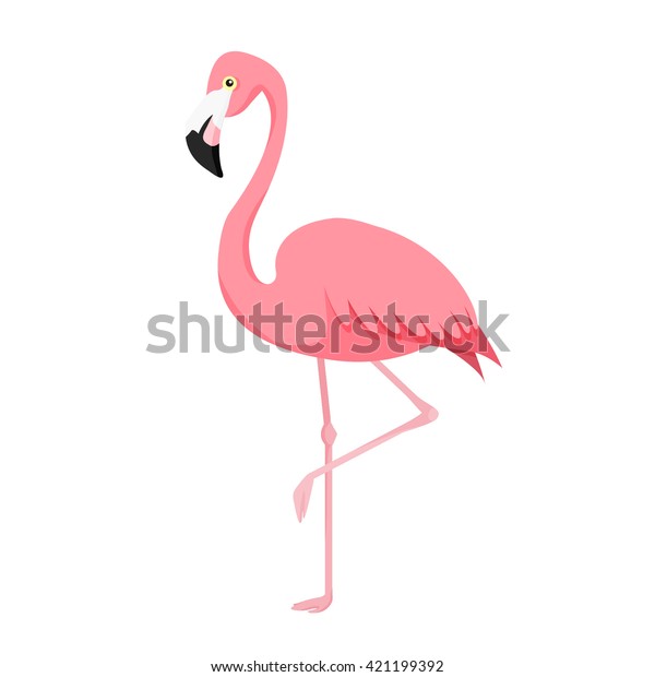 白い背景にピンクのフラミンゴのベクターイラスト のベクター画像素材 ロイヤリティフリー 421199392