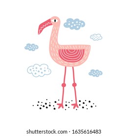 Pink Flamingo vector isolate on white background