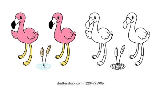 pink flamingo vector set cartoon icon character logo flamingos collection illustration Cute animal exotic bird tropical fauna