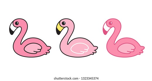 pink flamingo vector set Cartoon Cute flamingos collection character animal exotic nature wild fauna illustration