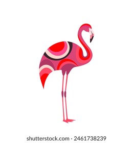 Pink flamingo,abstract exotic bird isolated on white background.Vector illustration.