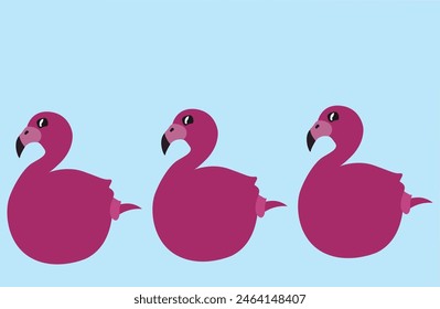 Pink flamingos isolated on blue background vector illustration.