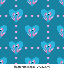  Pink flamingos in love seamless pattern