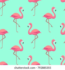  Pink flamingos seamless pattern