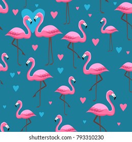  Pink flamingos seamless pattern